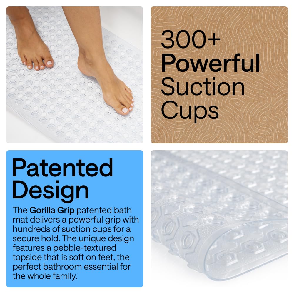 GORILLA GRIP mat drains water quickly to reduce puddles underfoot.