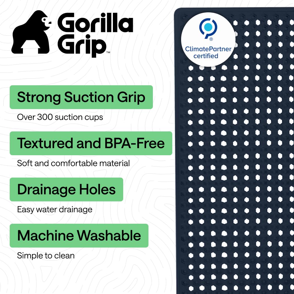 GORILLA GRIP bath mat with drainage holes enabling quick water flow underfoot