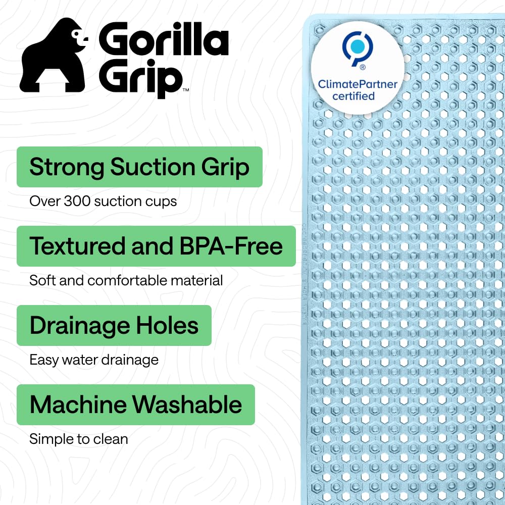 GORILLA GRIP bath mat drainage holes prevent water pooling underfoot