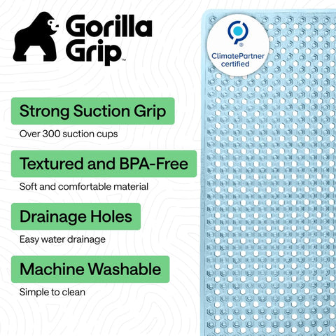 GORILLA GRIP bath mat drainage holes prevent water pooling underfoot