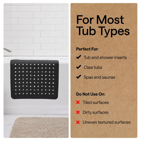 GORILLA GRIP bath mat suitable for most tubs, non-slip.