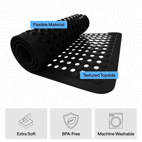 GORILLA GRIP bath mat machine washable for easy cleaning.