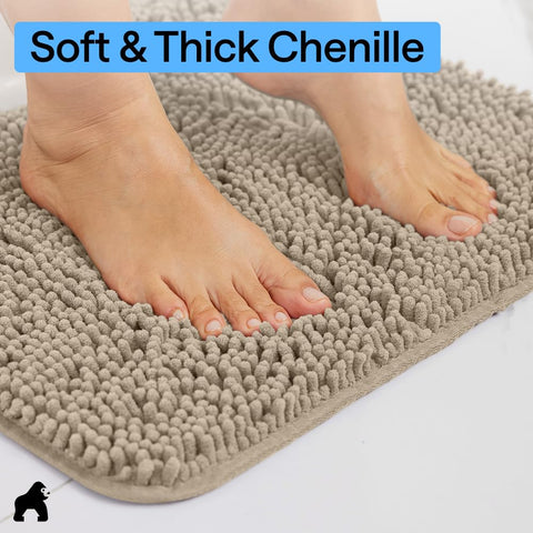 Gorilla Grip bath rug dries quickly with microfiber to keep floors clean