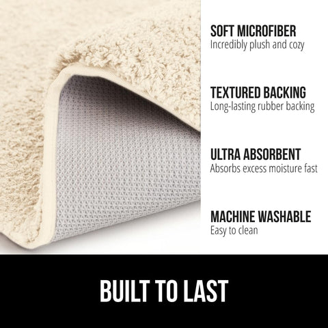Gorilla Grip Bath Rug 30x20 absorbent soft pile prevents drips.