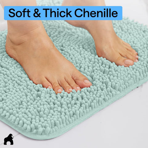 Gorilla Grip seablue rug dries quickly after showers.