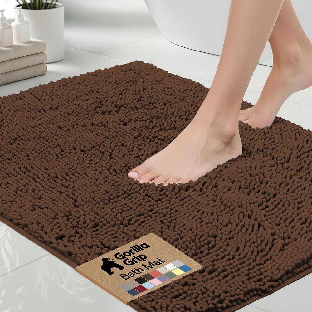 GORILLA GRIP bath rug 30x20 soft-chenille underfoot, cozy warmth for cold floors.