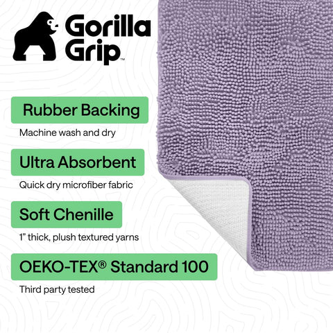 gorilla grip bath rug 36x24 ultra-absorbent pile soaking moisture quickly
