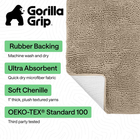 GORILLA GRIP bath rug show absorbent chenille drying quickly for quick refresh