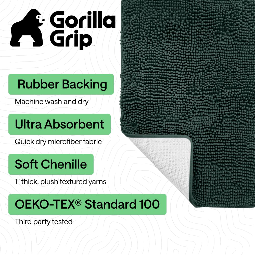 Gorilla Grip ultra-absorbent chenille mat captures moisture for clean, dry floors.