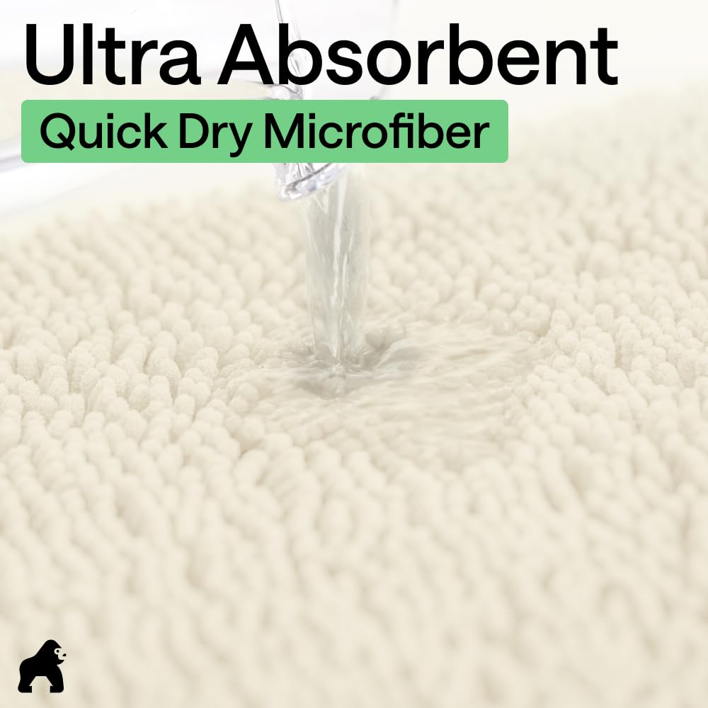 Gorilla Grip bath rug placed in a bathroom setting with wet floor