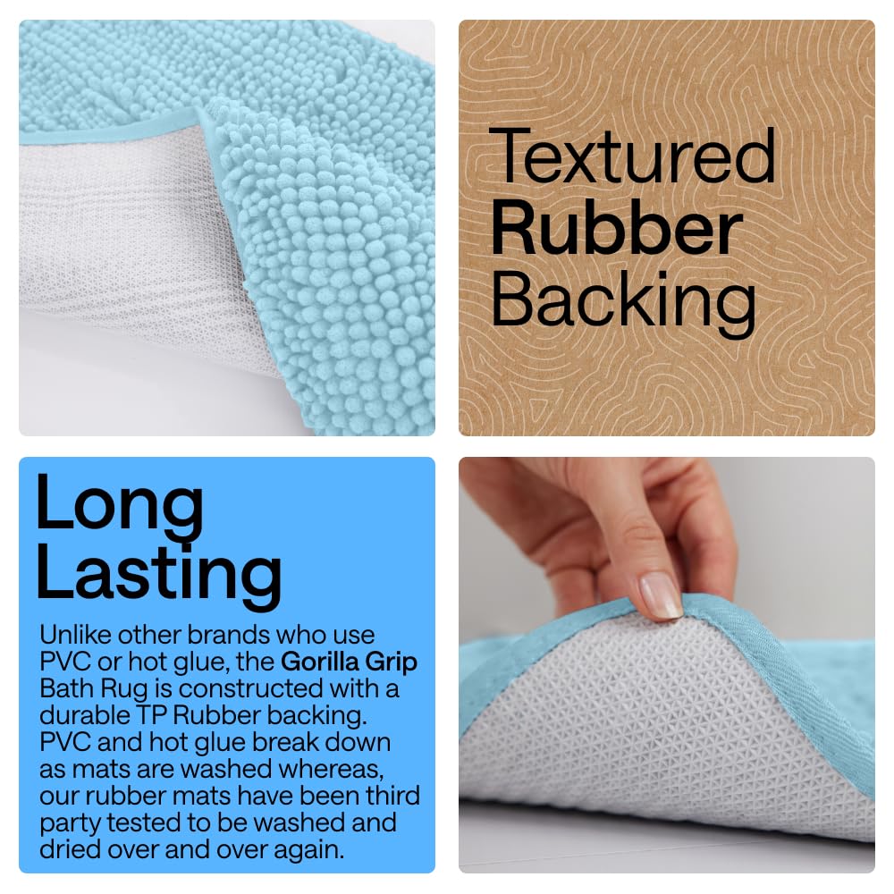 Gorilla Grip bath rug mat absorbent microfiber close-up for quick moisture pickup.