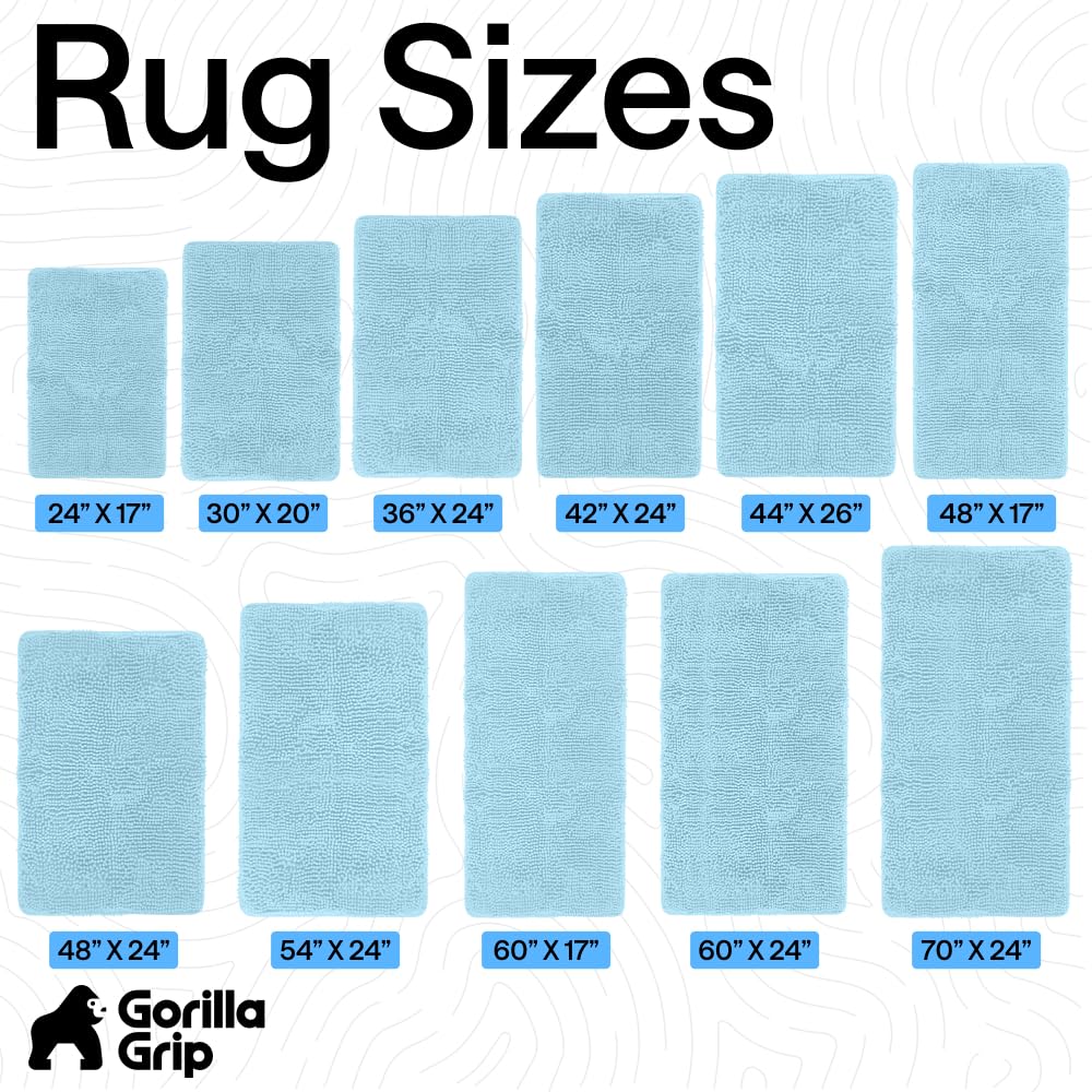 Gorilla Grip bath rug mat after shower dries feet and absorbs moisture.