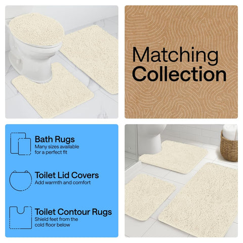Coordinating chenille collection rug and lids with GORILLA GRIP bath mat
