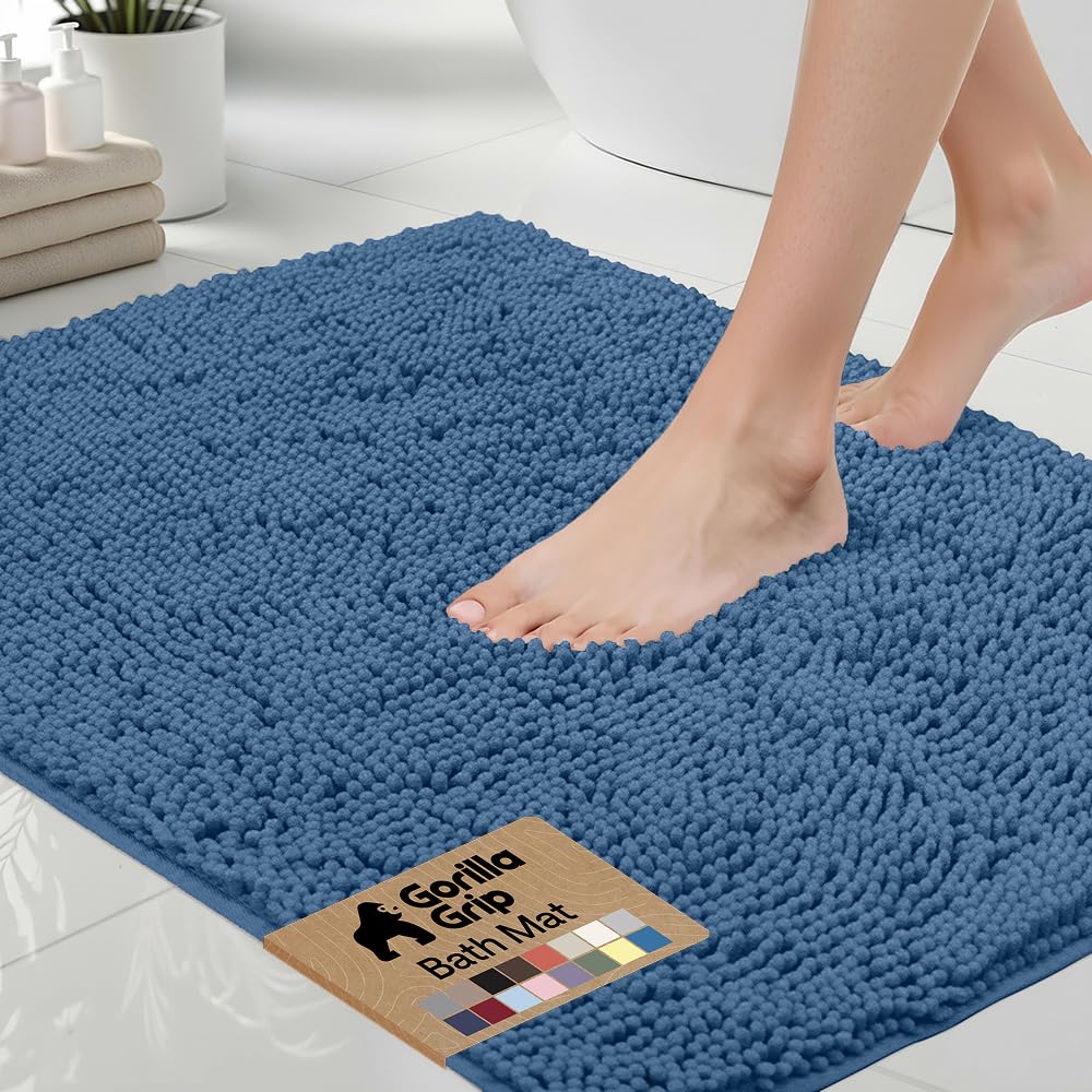 GORILLA GRIP bath rug mat 30x20 in soft chenille for warm feet