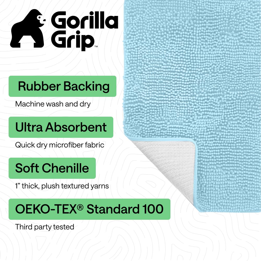 Gorilla Grip bath rug mat 30x20 thick pile view for plush warmth.