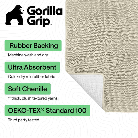GORILLA GRIP 36x24 close-up chenille showing dense pile that absorbs moisture effectively