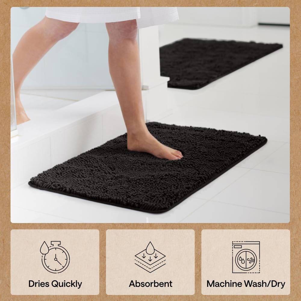 Machine washable GORILLA GRIP bath rug mat for easy care