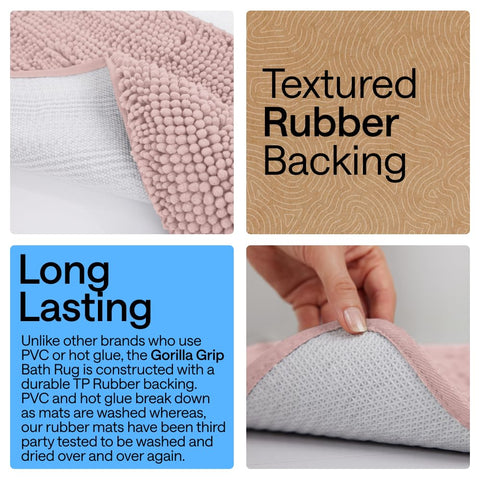 GORILLA GRIP bath rug mat ultra-absorbent pile capturing moisture