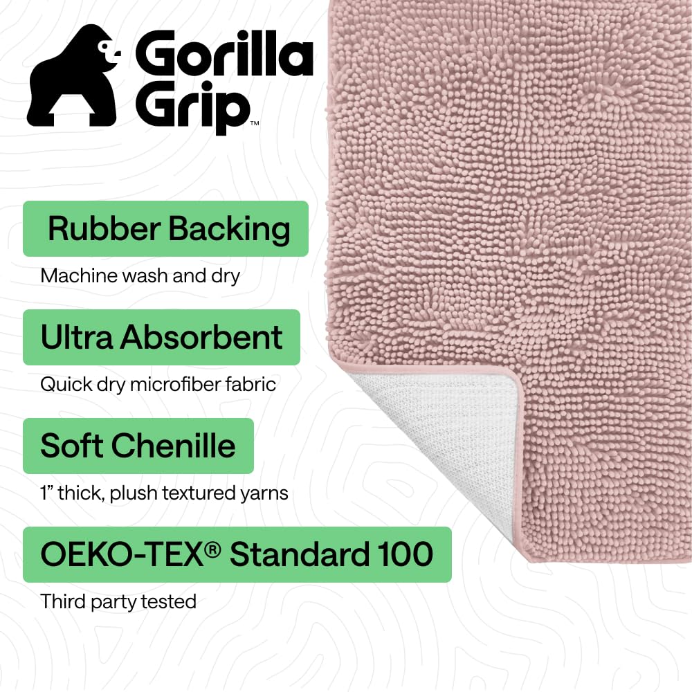 GORILLA GRIP bath rug mat close-up of soft chenille fibers