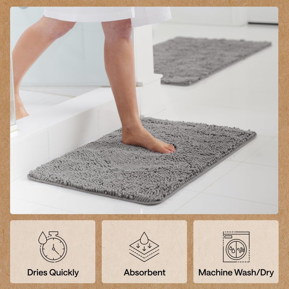 GORILLA GRIP bath rug mat fade-resistant fabric maintains color after washes.
