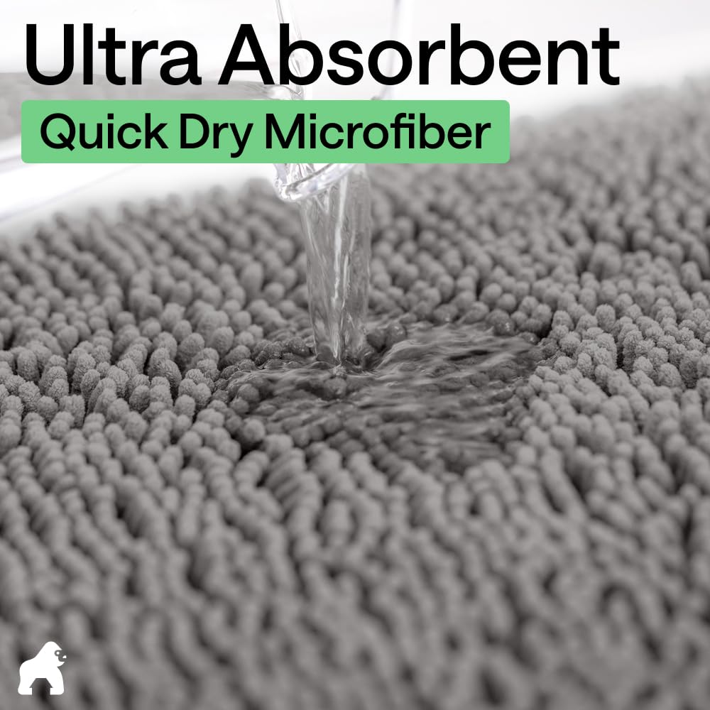 GORILLA GRIP bath rug mat machine-wash friendly for simple care.