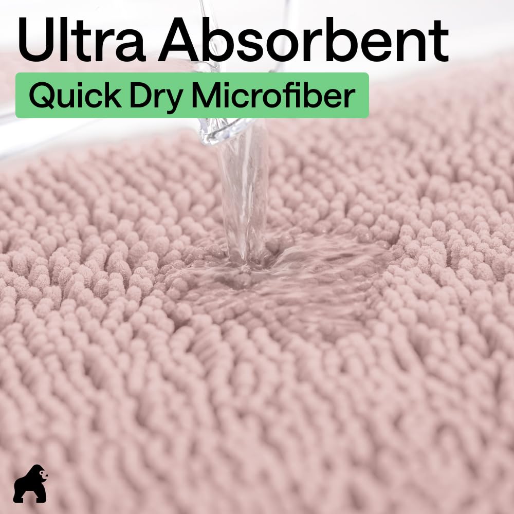 GORILLA GRIP bath rug mat quick-dry microfiber dries rapidly