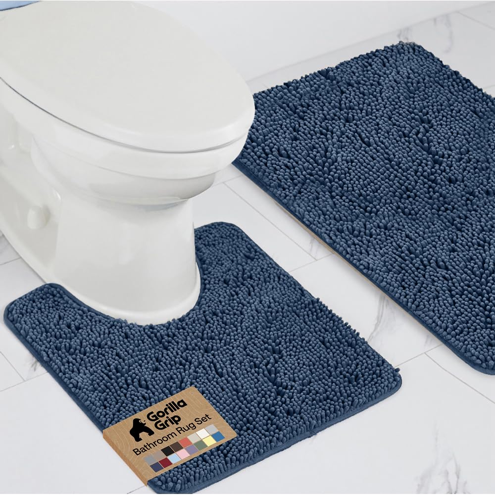 GORILLA GRIP bathroom rug set with soft chenille pile for plush comfort