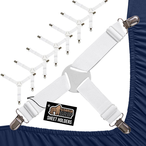 GORILLA GRIP bed sheet holders with metal clips securing sheets for a wrinkle-free bed