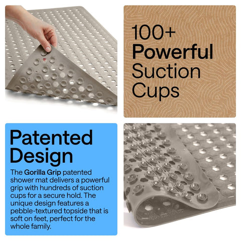Gorilla Grip beige square mat with pebble texture and soft feel on feet