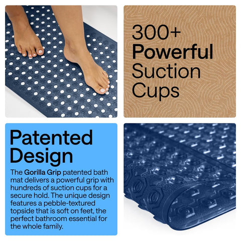 GORILLA GRIP BPA-free hexagon texture provides a soft, comfortable surface for bare feet.