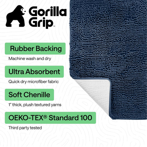Close-up of GORILLA GRIP chenille bath mat soft pile and texture