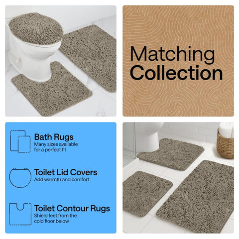 GORILLA GRIP chenille collection image shows coordinated bathroom accessories.