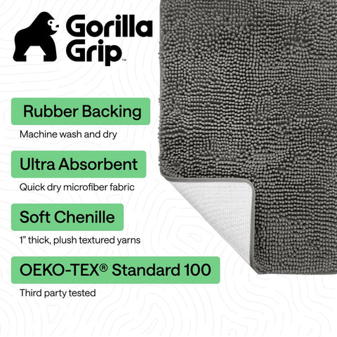 Gorilla Grip chenille pile close-up showing dense, absorbent fibers for quick moisture pickup