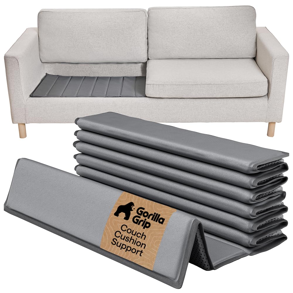 GORILLA GRIP cushion support board laid across sofa reinforces sagging seats
