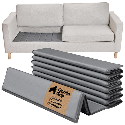 GORILLA GRIP cushion support board laid across sofa reinforces sagging seats
