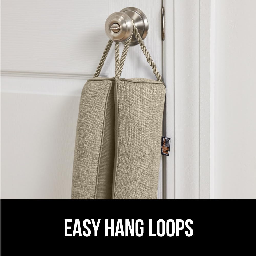 Hook-and-loop-fastener detail demonstrates easy, secure storage on door.
