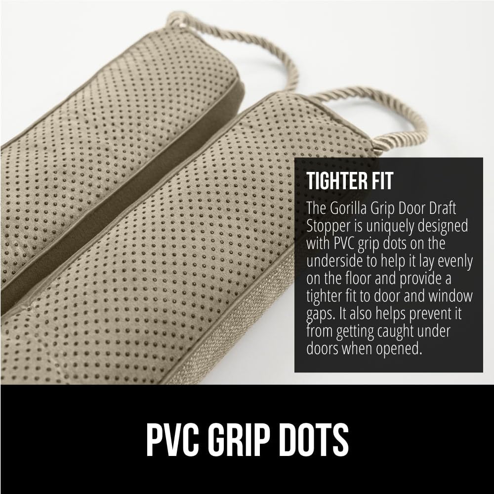 On-floor placement demonstrates floor-level draft blocking with Gorilla Grip.