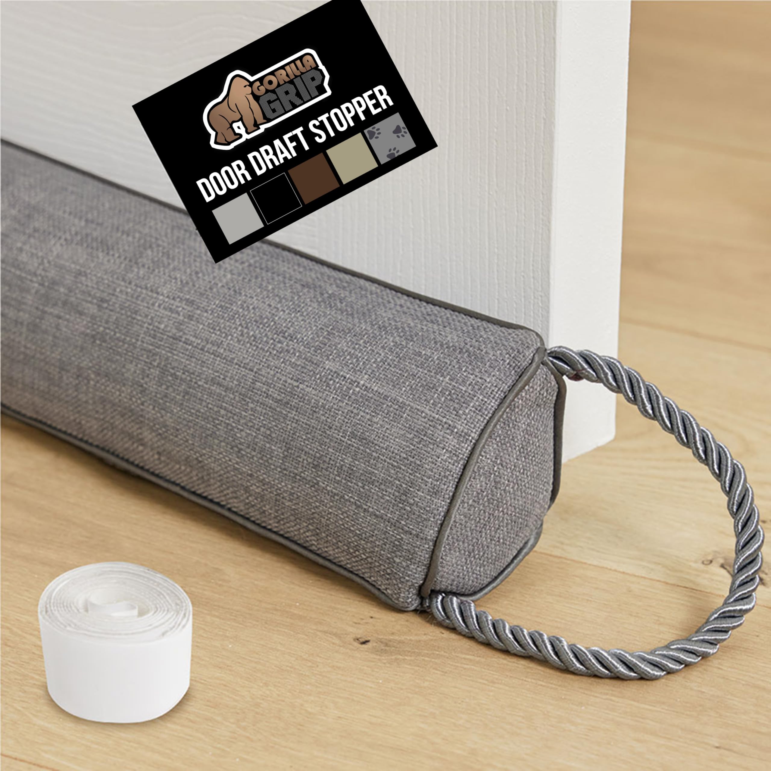 Gorilla Grip door draft stopper 36in gray blocks drafts and improves comfort