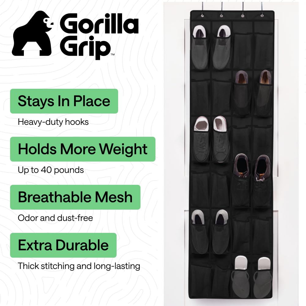 GORILLA GRIP door hanger with sturdy hooks keeps items steady behind your door