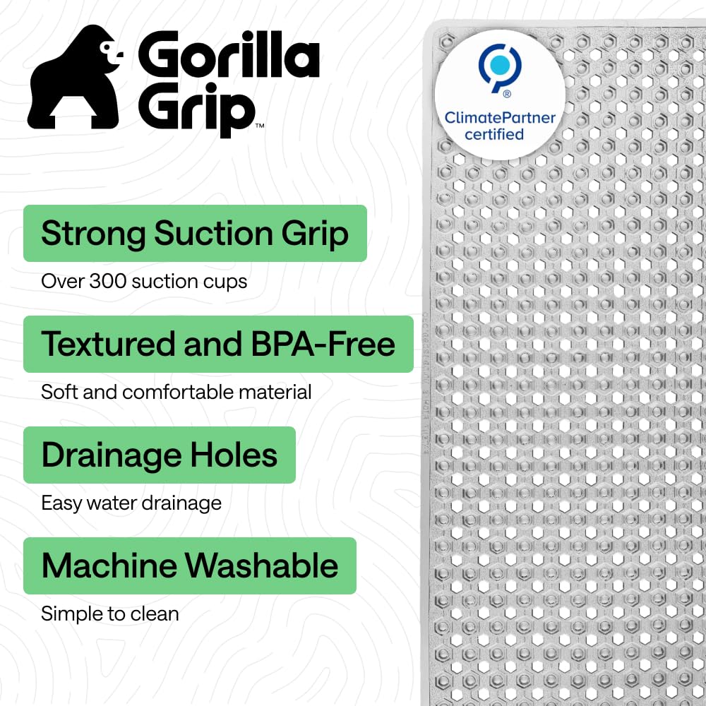 GORILLA GRIP drain holes promote quick water flow under the mat