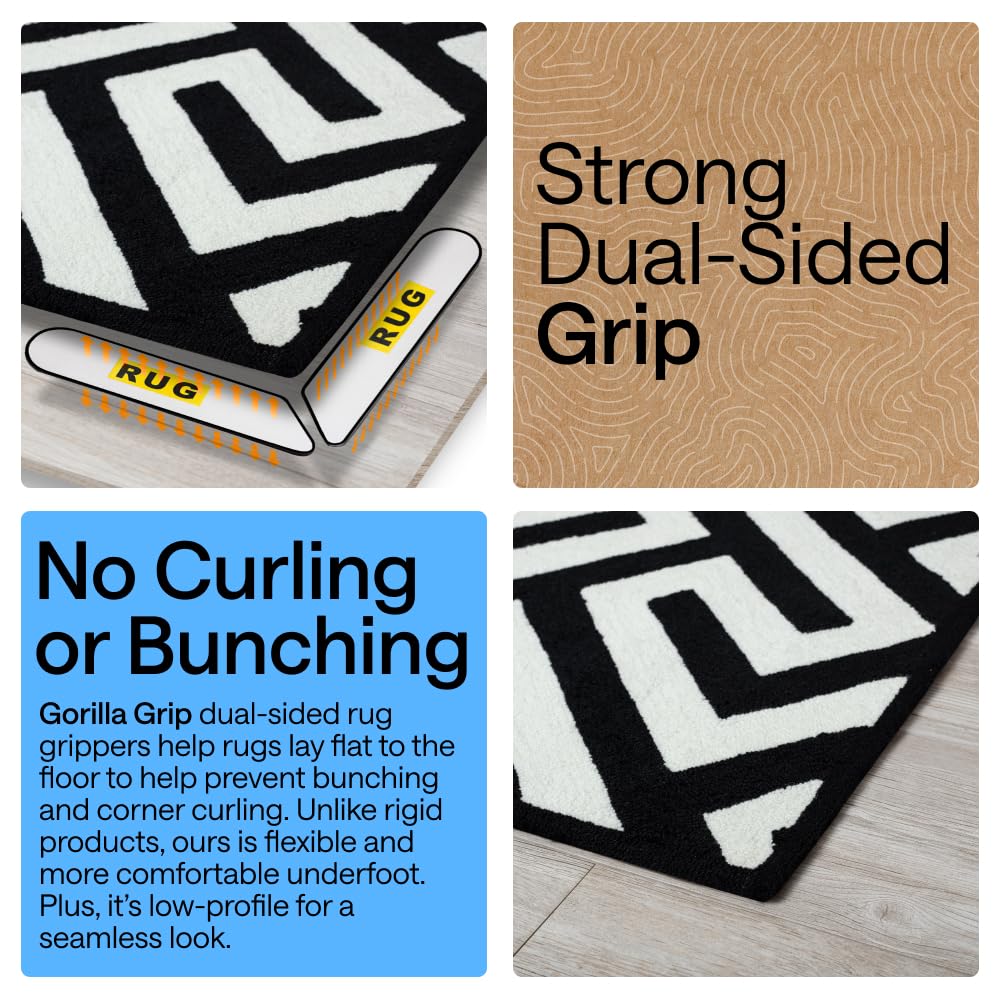 GORILLA GRIP dual-sided grip anchors rug to hardwood or tile