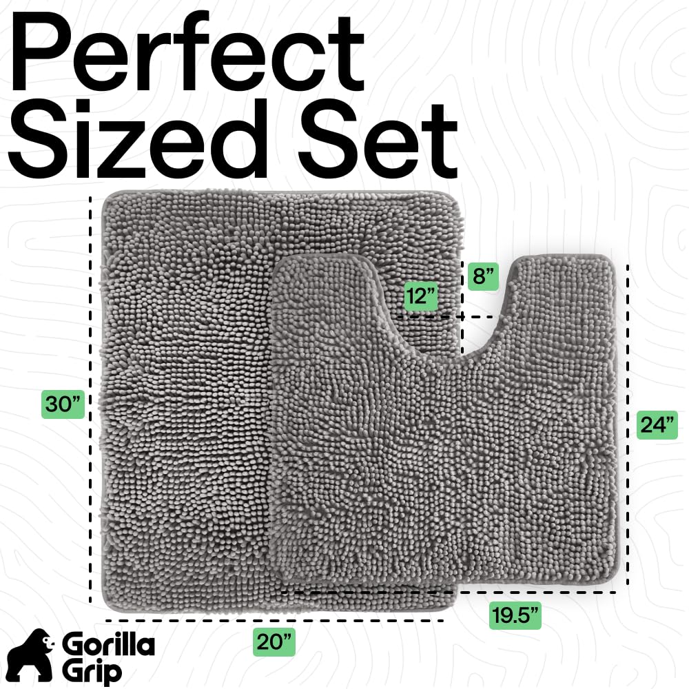 GORILLA GRIP durable chenille pile cushions feet in cold bathrooms