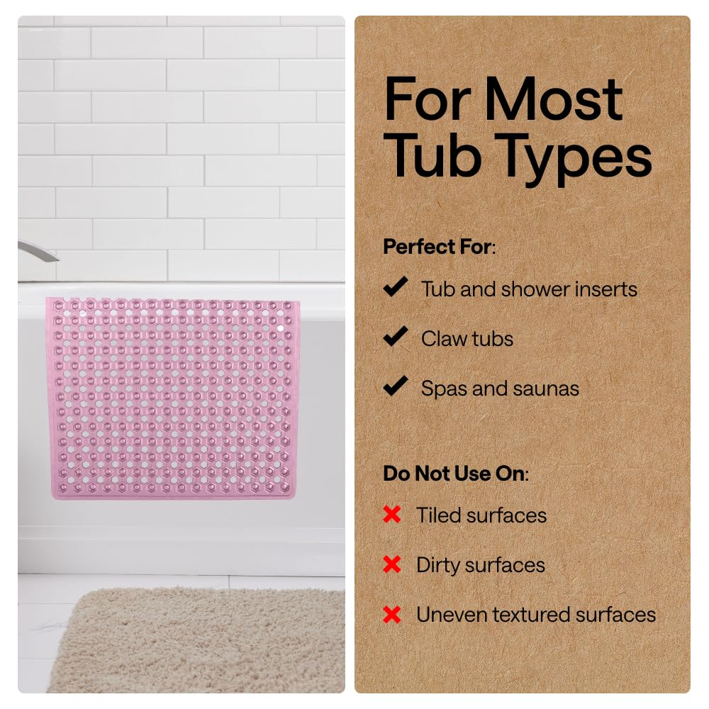GORILLA GRIP mat air-drying after use by hanging over tub edge