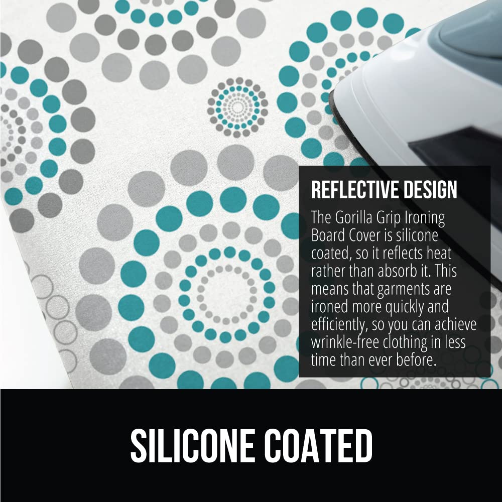 Gorilla Grip cover stays in place with elastic edges for secure ironing.