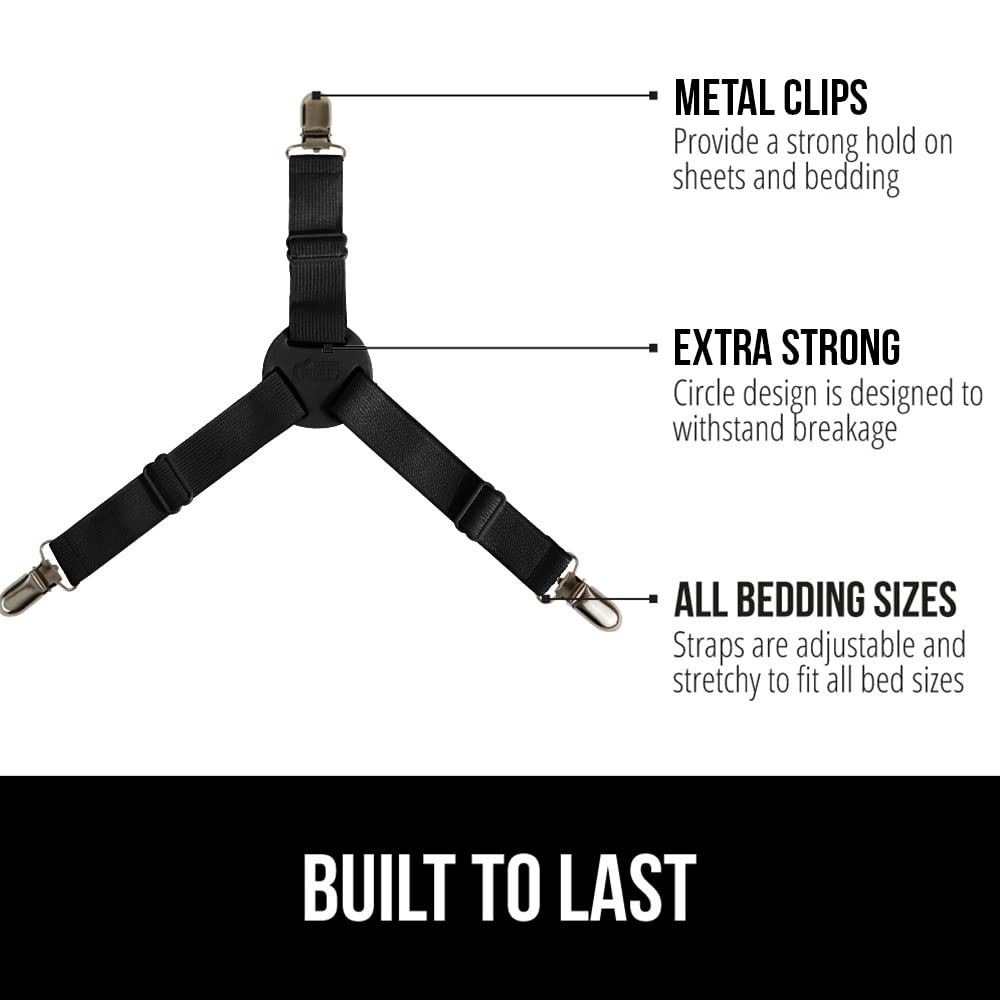 Adjustable elastic straps extend up to 25 inches for universal bedding compatibility.
