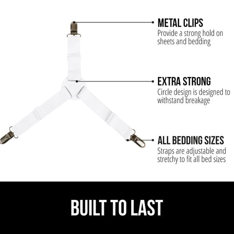 GORILLA GRIP elastic straps keeping fitted sheets taut for a smooth look