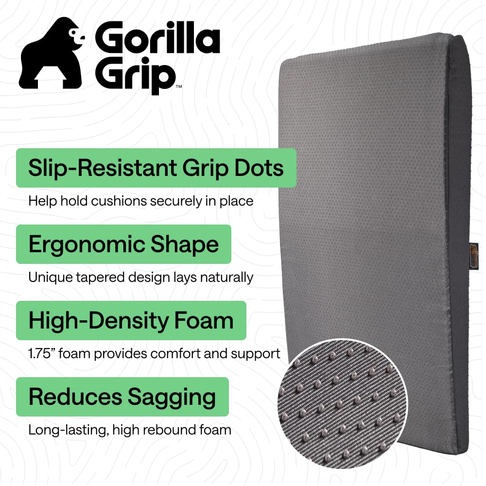 GORILLA GRIP ergonomic curve design hugs the couch frame for balanced support.