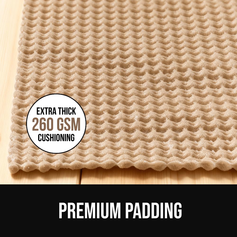 GORILLA GRIP rug pad protects floors by buffering friction and reducing wear over time.