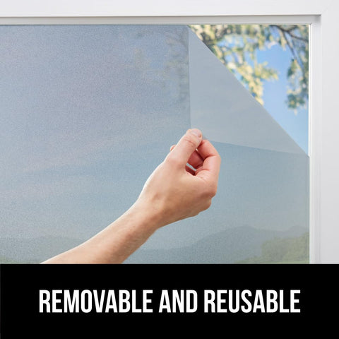 Removable and reusable Gorilla Guard privacy film in use