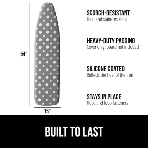 GORILLA GRIP heat-resistant cover endures up to 400°F for safer ironing sessions.